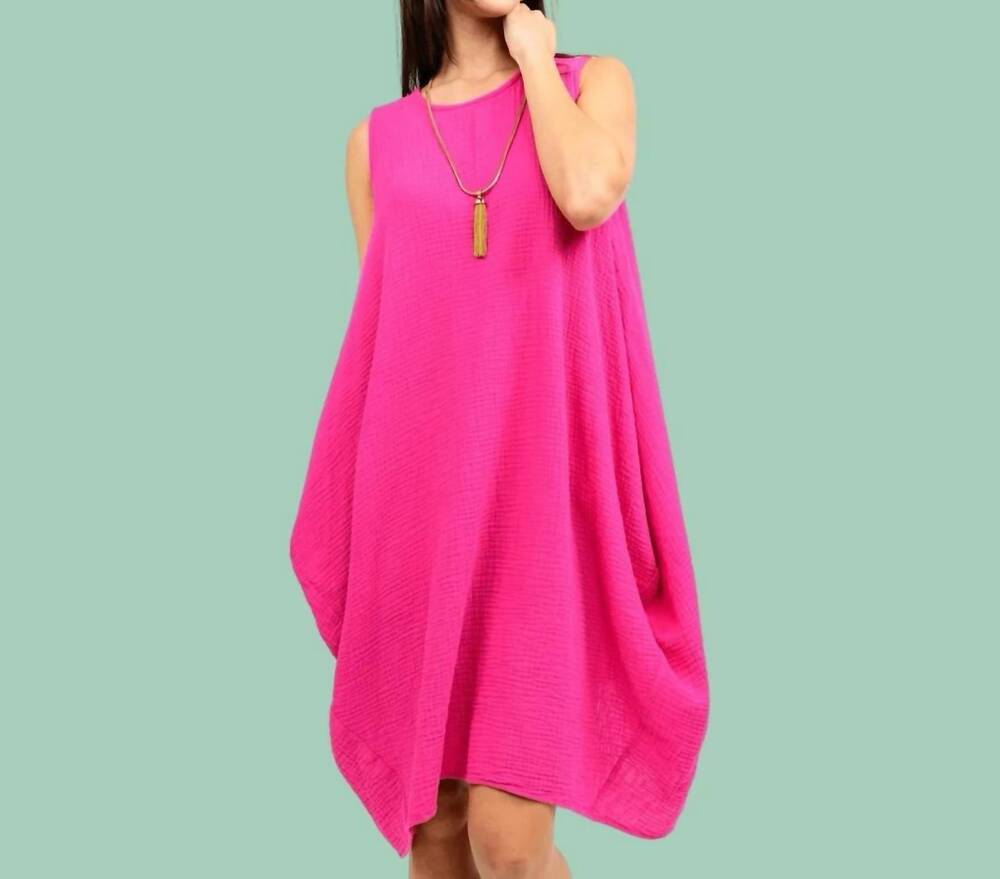 NEW UNCLE FRANK flow dress in hot pink